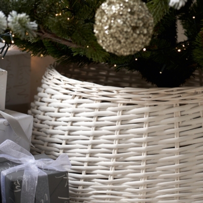 White Wicker Tree Skirt Christmas Tree Decorations The White Company UK