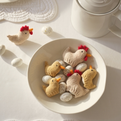 White and Yellow Table Chick Cosies – Set of 6