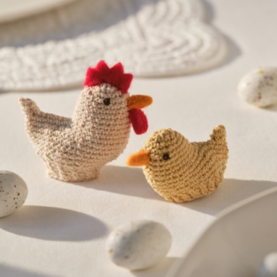 White and Yellow Table Chick Cosies – Set of 6