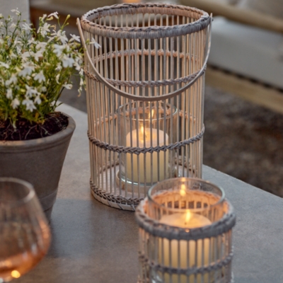 Whitewashed Bamboo Lantern