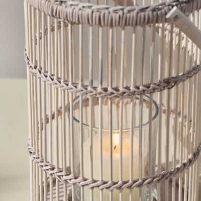 Whitewashed Bamboo Lantern