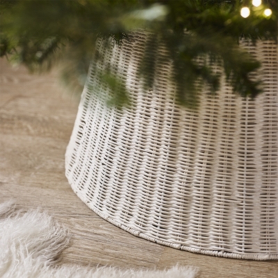 Whitewashed Rattan Braided Christmas Tree Skirt