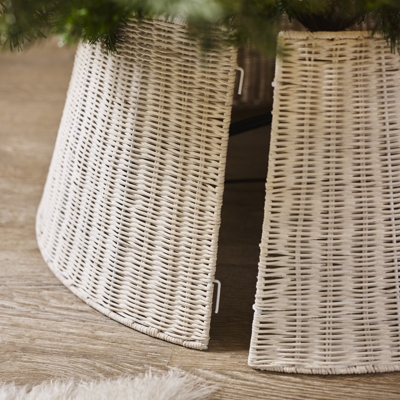 Whitewashed Rattan Braided Christmas Tree Skirt