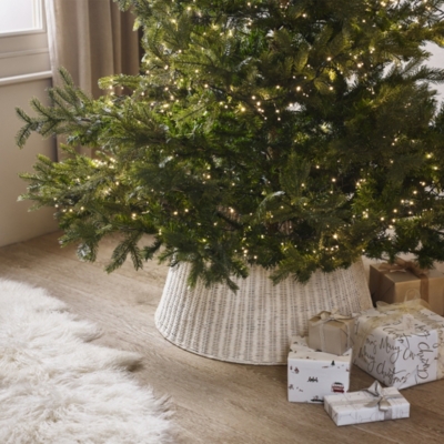 Whitewashed Rattan Braided Christmas Tree Skirt