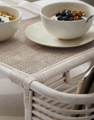 Whitewashed Rattan Breakfast Tray