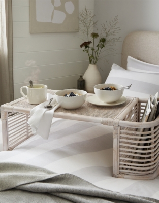 Whitewashed Rattan Breakfast Tray