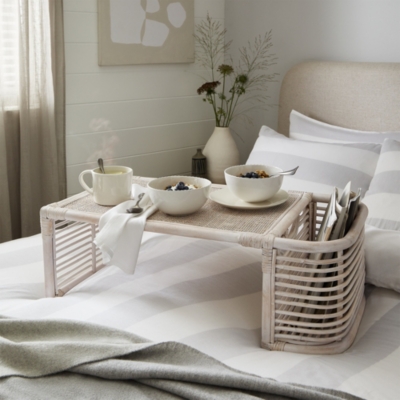 Whitewashed Rattan Breakfast Tray Kitchen Accessories The White Company UK