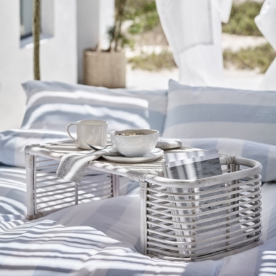 Whitewashed Rattan Breakfast Tray