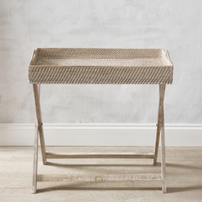 Whitewashed Rattan Butler’s Tray