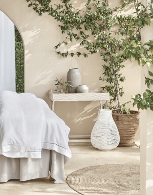 Whitewashed Rattan Butler’s Tray