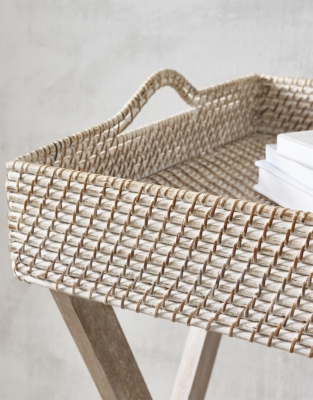 Whitewashed Rattan Butler’s Tray