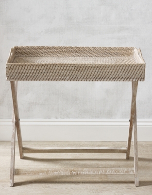 Whitewashed Rattan Butler’s Tray