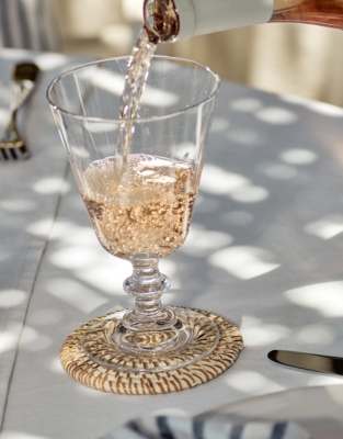 Whitewashed Rattan Coasters – Set of 4