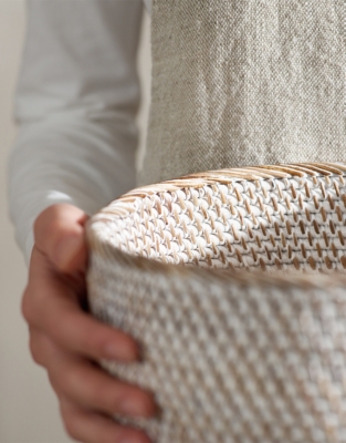 Whitewashed Rattan Deep Bowl