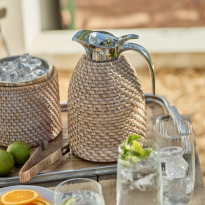 Whitewashed Rattan Jug