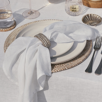 Whitewashed Rattan Napkin Rings – Set of 4