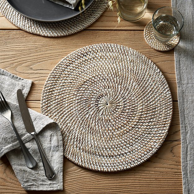 Whitewashed Rattan Round Placemat | Table Linen & Accessories | The White Company