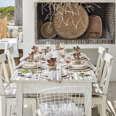 Whitewashed Rattan Round Placemat Table Linen & Accessories The White Company UK