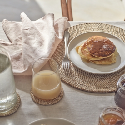 Whitewashed Rattan Round Placemats – Set of 2
