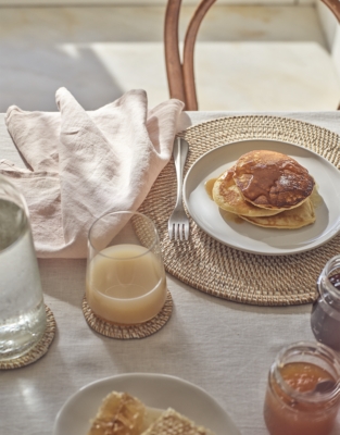 Whitewashed Rattan Round Placemats – Set of 2