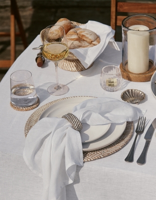 Whitewashed Rattan Scalloped Bowl