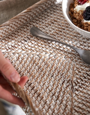 Whitewashed Rattan Serving Tray