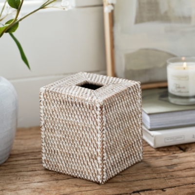 White wicker tissue box on sale cover