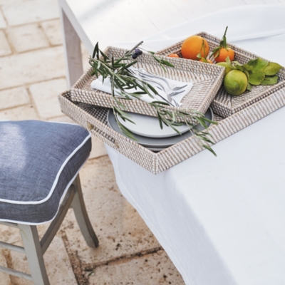 Whitewashed Rattan Trays Set of 3 Home Accessories Sale The White