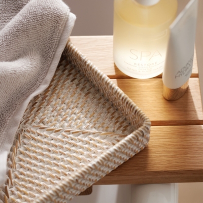 Whitewashed Rattan Vanity Tray