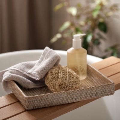 Whitewashed Rattan Vanity Tray, Home Accessories