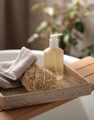 Whitewashed Rattan Vanity Tray