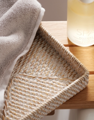Whitewashed Rattan Vanity Tray
