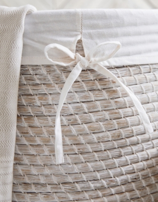Whitewashed Seagrass Laundry Basket – with Liner