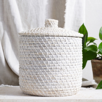 Whitewashed Seagrass Storage Basket