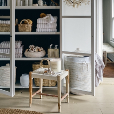 Whitewashed Seagrass Storage Basket Laundry & Storage The White