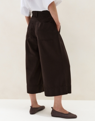 Wide Cropped Belted Trousers