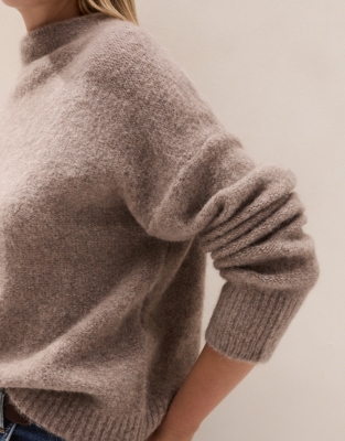 Wide Funnel-Neck Jumper with Alpaca