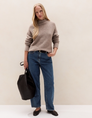 Wide Funnel-Neck Jumper with Alpaca