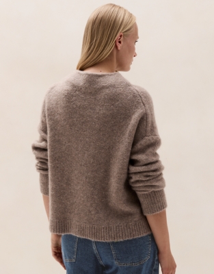Wide Funnel-Neck Jumper with Alpaca