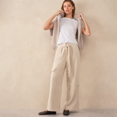 Wide Leg Belted Trousers