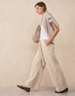 Wide Leg Belted Trousers