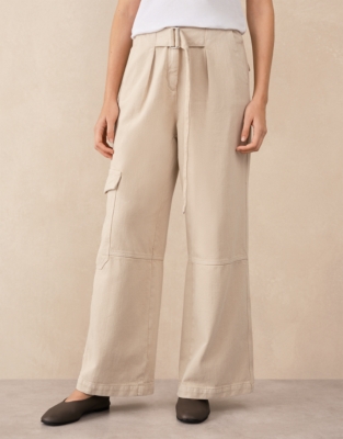 Wide Leg Belted Trousers