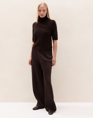 Wide-Leg Bias-Cut Trousers