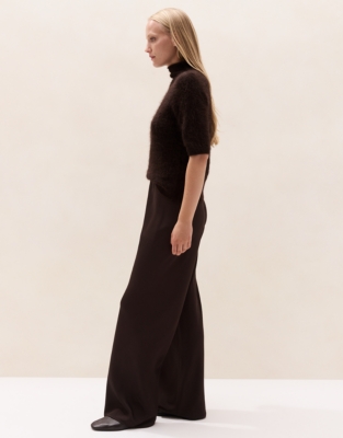 Wide-Leg Bias-Cut Trousers
