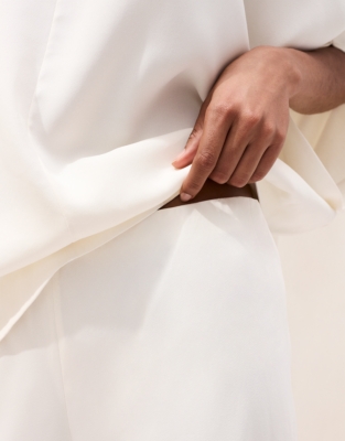 Wide-Leg Bias-Cut Trousers - Scandi White