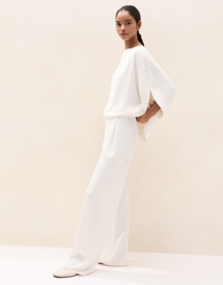Wide-Leg Bias-Cut Trousers - Scandi White