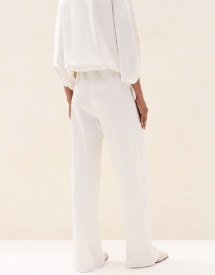 Wide-Leg Bias-Cut Trousers - Scandi White