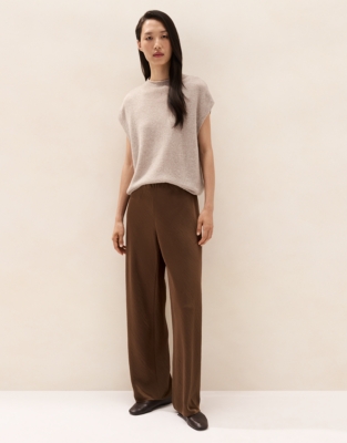 Wide-Leg Bias-Cut Trousers