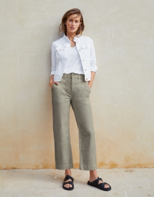 Wide-Leg Crop Utility Trousers | Clothing Sale | The White Company UK