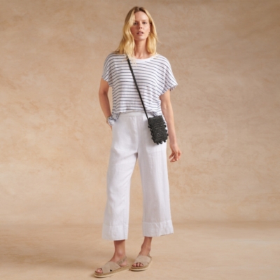 White Wide Leg Linen Pants